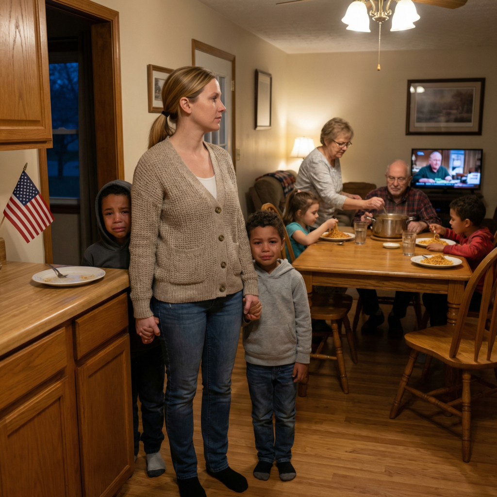 When I walked into my parents’ house, I heard my mother say, “Your sister’s kids eat first, and your kids can wait for whatever is left.” My kids were sitting in the corner, staring at empty plates, trying to look brave like they didn’t want to cry. My sister just shrugged. “Get used to it. That’s how this house is.” Then my father added, “They need to learn patience.” I didn’t argue. I didn’t beg. I simply took my kids by the hand and walked out. Minutes later… my phone wouldn’t stop buzzing, and the voices on the other end didn’t sound nearly as confident as they had before.