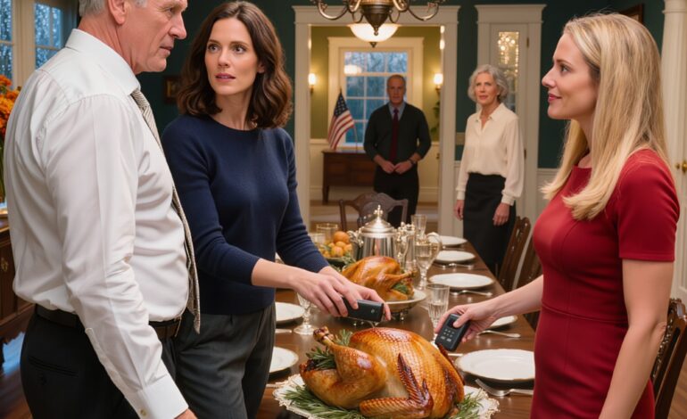 Pappa tok med seg kvinnen han hadde vært hos på Thanksgiving-middag og sa til meg: «Server henne først, hun venter barn.» Moren min løp ut i gråt. Jeg forble rolig og plasserte kalkunen på bordet. Men da jeg skar den opp … dro jeg ut en forseglet pakke jeg hadde laget i flere måneder … ALLE FRØS – Nyheter