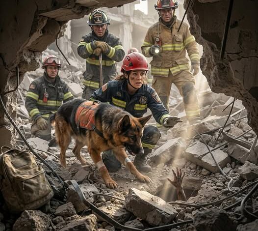 After hours of digging through earthquake debris until his paws were worn raw, the exhausted K9 let out one final bark. That last signal led rescuers to a survivor everyone else had already given up hope on.