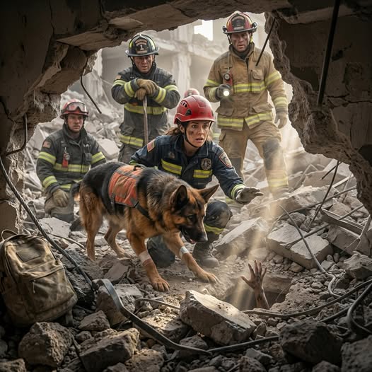 After hours of digging through earthquake debris until his paws were worn raw, the exhausted K9 let out one final bark. That last signal led rescuers to a survivor everyone else had already given up hope on.