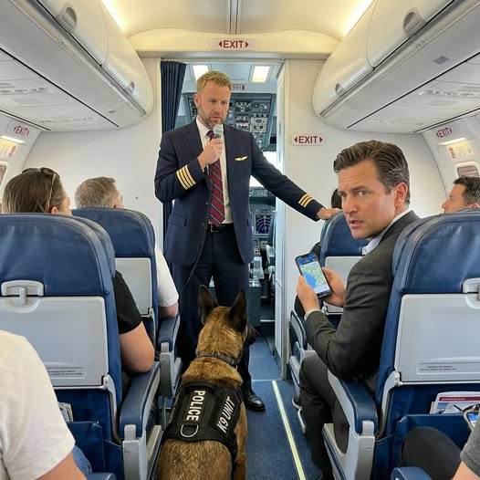 When an angry first-class executive demanded that a battle-worn military dog be removed just before takeoff, the captain’s calm announcement about what had already been discovered beneath the aircraft forced the entire plane to face a truth none of them expected…