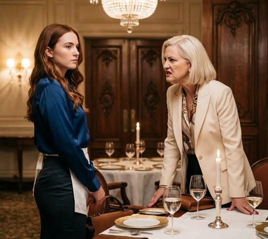 At one of Manhattan’s most expensive French restaurants, a billionaire’s wife thought she had found the perfect target for her cruelty: a quiet young waitress she dismissed as “an illiterate servant” in front of an entire dining room. The room went dead silent. Glasses froze midair. Even the maître d’ rushed over, ready to apologize and sacrifice the server to save the evening. But the waitress didn’t cry, argue, or walk away. Instead, she reached into her apron, pulled out a fountain pen, and became someone no one at that table had seen coming. Calmly, she placed a napkin on the white tablecloth and began to write. Then, in a voice steady enough to stop the room cold, she mentioned the document sticking out of the billionaire husband’s briefcase—the one his wife had desperately pretended not to notice. And when she turned that napkin around, the woman who had mocked her realized this dinner was no longer about a menu, a mistake, or a servant… it was about to become a public ruin.