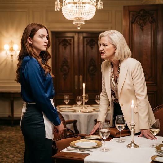 At one of Manhattan’s most expensive French restaurants, a billionaire’s wife thought she had found the perfect target for her cruelty: a quiet young waitress she dismissed as “an illiterate servant” in front of an entire dining room. The room went dead silent. Glasses froze midair. Even the maître d’ rushed over, ready to apologize and sacrifice the server to save the evening. But the waitress didn’t cry, argue, or walk away. Instead, she reached into her apron, pulled out a fountain pen, and became someone no one at that table had seen coming. Calmly, she placed a napkin on the white tablecloth and began to write. Then, in a voice steady enough to stop the room cold, she mentioned the document sticking out of the billionaire husband’s briefcase—the one his wife had desperately pretended not to notice. And when she turned that napkin around, the woman who had mocked her realized this dinner was no longer about a menu, a mistake, or a servant… it was about to become a public ruin.