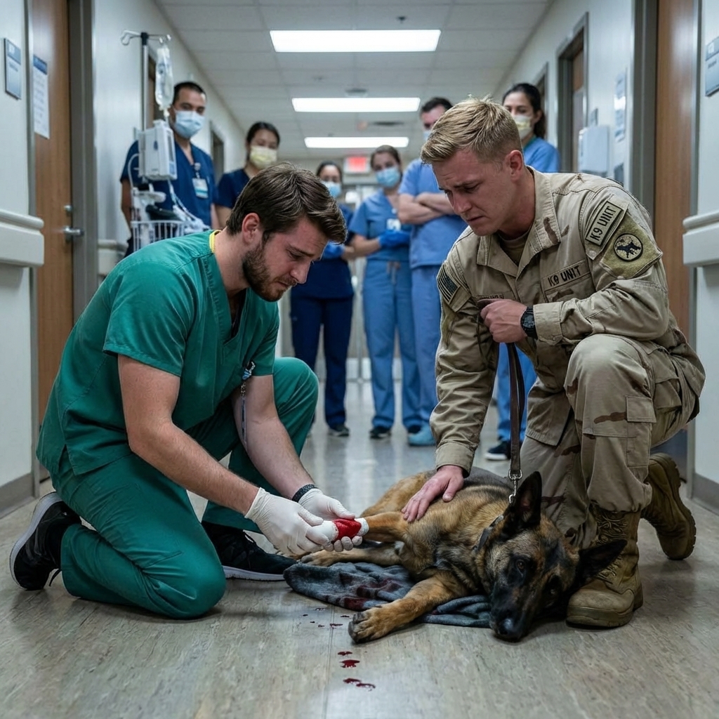 At 1:17 a.m. in a busy Norfolk ER, a rookie nurse was scolded for caring about an injured Navy K9, and the handler was dismissed. Minutes later, an admiral arrived, shifting the atmosphere and changing everything about authority and protocol.