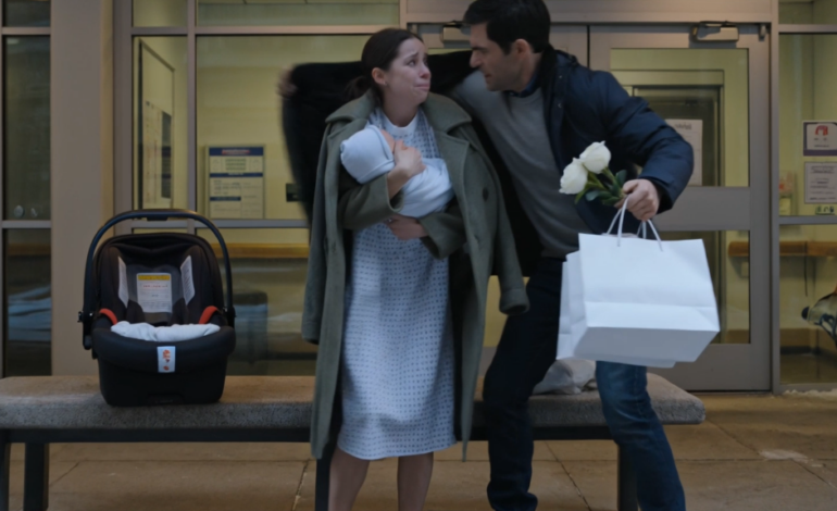 My uncle pulled up to the hospital with white roses, baby gifts, and a brand-new car seat for my son—then he found me barefoot in a hospital gown on an icy bench, holding my three-day-old baby after my husband dumped my life on the curb and texted me not to come home.