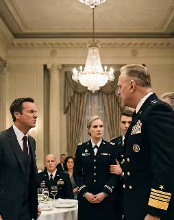 “‘Hun er en bedrager—ta henne ut,’ ropte broren min da offiserer grep meg under forfremmelsesmiddagen min — så reiste en femstjerners admiral seg og sa: ‘Det er kona mi… La henne gå'”