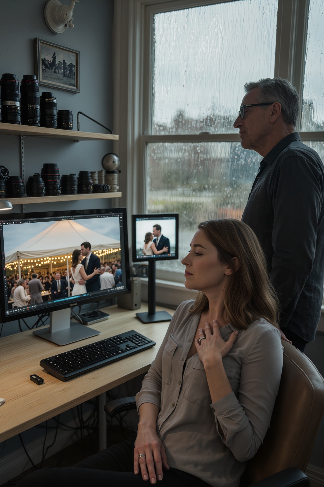 To uker etter bryllupet mitt ringte fotografen og ba meg om å ikke fortelle foreldrene mine ennå fordi han hadde funnet noe jeg måtte se først, og da jeg satt i studioet hans og så et speilbilde bak festteltet fange mannen min og forloveren min i ett bilde de aldri visste eksisterte, Jeg innså at den lykkeligste dagen i mitt liv hadde blitt brukt som dekke for noe langt styggere – nyheter