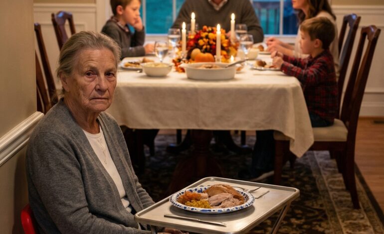 Jeg tok med paien, smilte til barnebarna mine, og gikk inn i Thanksgiving som om jeg fortsatt hørte hjemme der. Så pekte sønnen min på en liten barnestol i hjørnet og sa: ‘Mamma, dette er bedre for alle.’ Jeg sa ingenting. Jeg tok bare en stille telefonsamtale. Neste morgen sto han utenfor og skrek: ‘Du byttet låsene?!’ Han hadde ingen anelse om at huset aldri egentlig var hans. – Sanne historier
