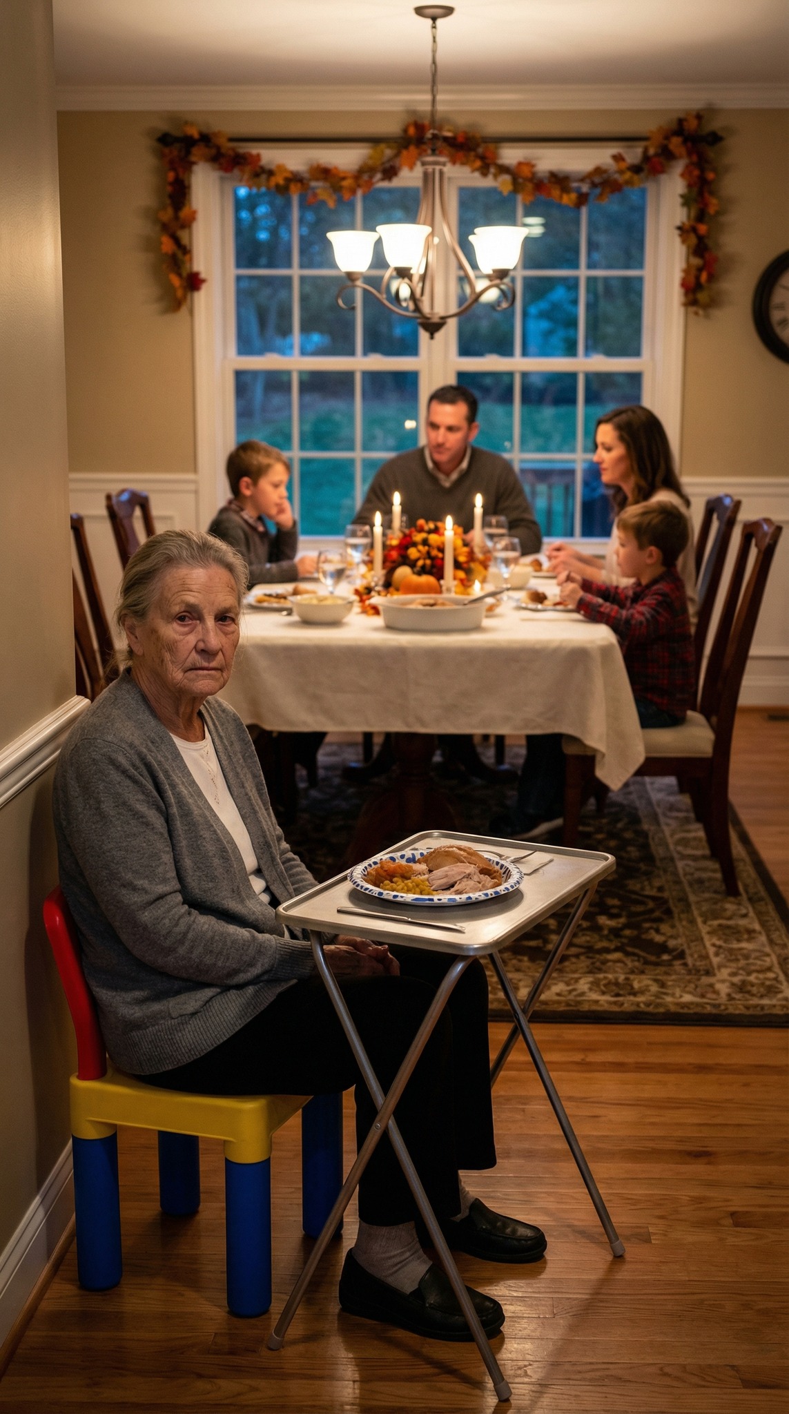 Jeg tok med paien, smilte til barnebarna mine, og gikk inn i Thanksgiving som om jeg fortsatt hørte hjemme der. Så pekte sønnen min på en liten barnestol i hjørnet og sa: ‘Mamma, dette er bedre for alle.’ Jeg sa ingenting. Jeg tok bare en stille telefonsamtale. Neste morgen sto han utenfor og skrek: ‘Du byttet låsene?!’ Han hadde ingen anelse om at huset aldri egentlig var hans. – Sanne historier