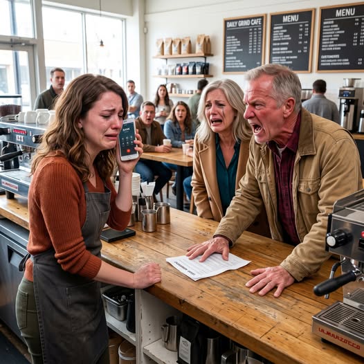 Etter fire år med stillhet kom foreldrene mine plutselig inn på kaffebaren min smilende som om ingenting hadde skjedd. Så skjøv pappa over en kontrakt og hvisket at én telefonsamtale til utleieren min kunne ødelegge meg. Jeg ringte ham på høyttaler i stedet, og det han sa endret alt på sekunder.