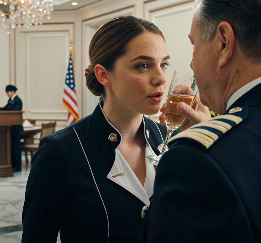 Søsteren min smilte lurt av cateringuniformen min — helt til jeg sa tre ord på fransk til den amerikanske generalen