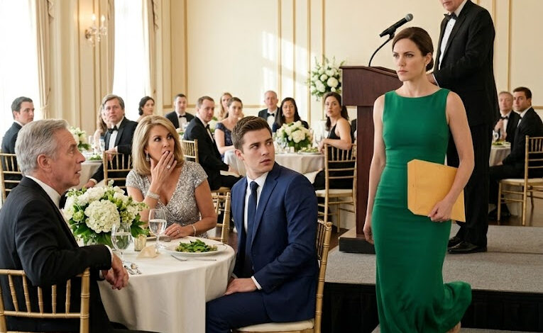 cnu Stemoren min ringte klokken 23:47 den første kvelden i strandhuset jeg kjøpte for egne penger og fortalte at hun og faren min skulle flytte inn neste dag, at de skulle ta hovedsuiten, at datteren hennes ville få det beste rommet med havutsikt, og at hvis jeg hadde et problem med noe av det, kunne jeg dra, så jeg smilte ut i mørket, reidde opp sengene, lot henne dra designerbagasje over gulvene mine som om hun eide stedet—og åttitre dager senere, mens 220 personer i svart smoking ventet på å applaudere henne som Årets filantrop, gikk jeg opp på scenen med en forseglet manilakutt og sa: ‘Før du feirer henne… er det noe du må se.’
